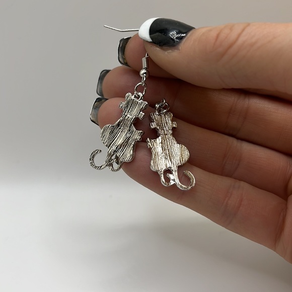 Dual Cat’s Drop Earrings - Picture 6 of 6